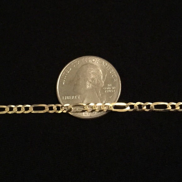 Gold Chain Figaro 18in 3mm .925 Italy Stamped - Picture 5 of 5
